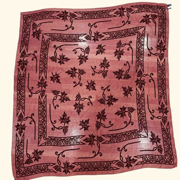 Salvatore Ferragamo Burgundy Sheer Velvet Square Scarf 43” x 47” Silk Blend - Picture 1 of 13